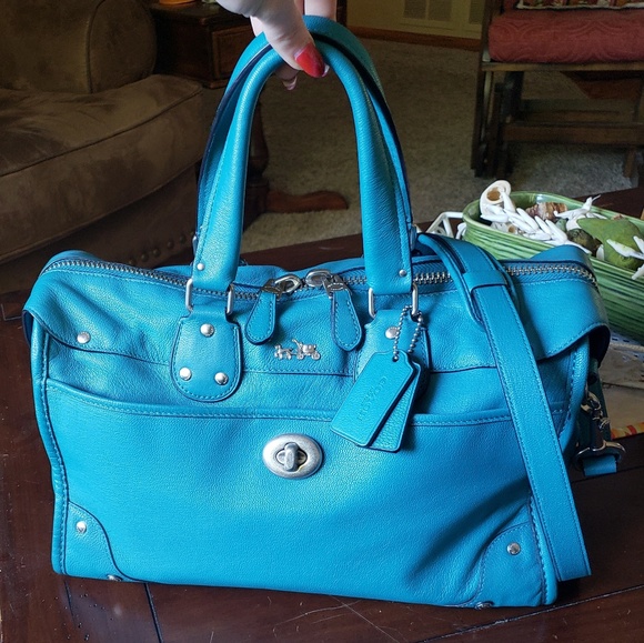 Coach Ryder in teal with antique nickel - Picture 1 of 5